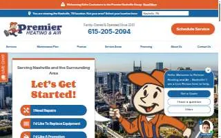 Premier Heating & Air of Nashville website