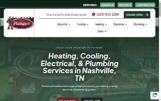 Pioneer Heating, Cooling, Electrical & Plumbing of Nashville website