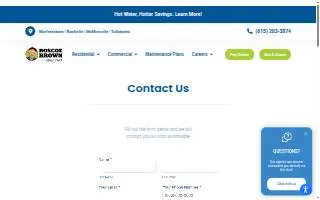 Roscoe Brown Heating, Cooling, and Plumbing of Nashville website