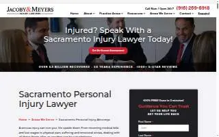 Jacoby & Meyers Accident & Injury Lawyers - Sacramento website