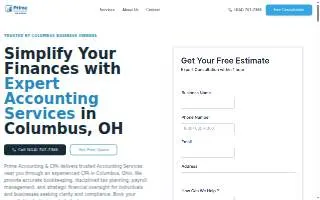 Prime Accounting & CPA Columbus website