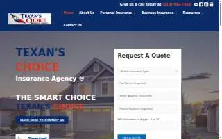 Texan's Choice Insurance Agency website