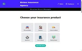 Birimo Insurance Agency website