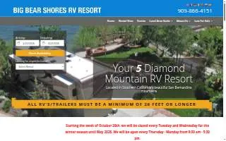 Big Bear Shores Rv Resort website