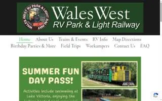 Wales West Rv Resort & Train website