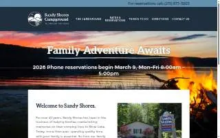 Sandy Shores Campground-resort website