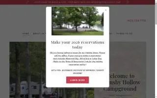 Hornsby Hollow Campground website