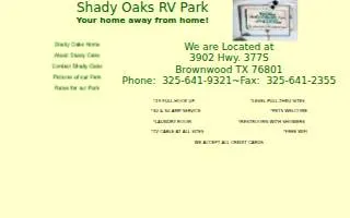 Shady Oaks Rv Park of Brownwood website