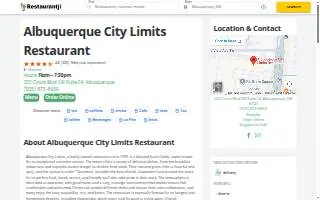 Albuquerque City Limits Restaurant website
