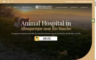 Petroglyph Animal Hospital website