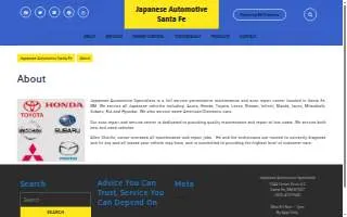 Japanese Automotive Specialists Santa Fe website