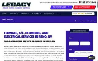 Legacy Heating, Cooling, Plumbing & Electrical of Reno website