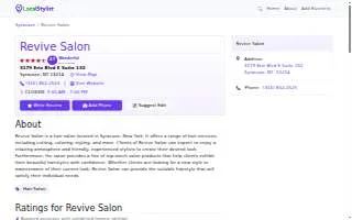 Revive Salon of Syracuse website