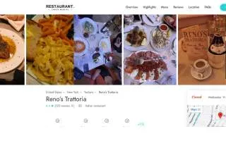 Reno's Trattoria website