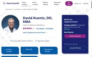 Dr. David M. Kuentz, DO of Cleveland website