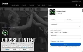CrossFit Intent website