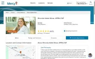 Rhonda A. Mose, APN Primary Care Provider website