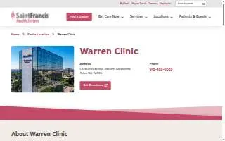 Warren Clinic Family Medicine - Tulsa Hills website
