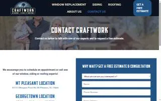 Craftwork Windows, Siding & Roofing website