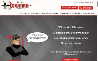 HL Bowman Inc Plumbing Heating & AC of Allentown website