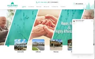 Highlands Senior Living Gaston website