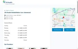 CHI Health Rehabilitation Care (Immanuel) website
