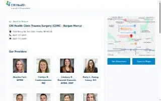 CHI Health Clinic Trauma Surgery (CUMC - Bergan Mercy) website