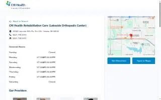 CHI Health Rehabilitation Care (Lakeside Orthopedic Center) website