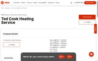 Ted Cook Heating Service of Greenville website
