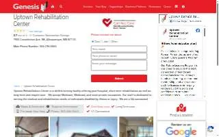 Uptown Rehabilitation Center website