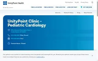 UnityPoint Clinic - Pediatric Cardiology website