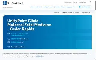 UnityPoint Clinic - Maternal Fetal Medicine - Cedar Rapids website
