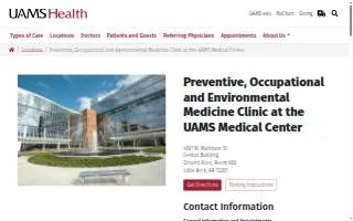UAMS Health - Preventive, Occupational and Environmental Medicine Clinic website