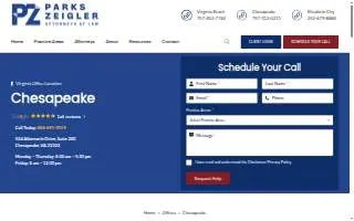 Parks Zeigler, PLLC - Attorneys At Law of Chesapeake website