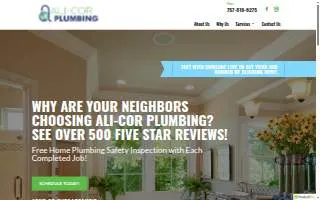 ALI-COR Plumbing, LLC website