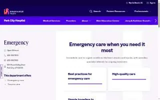 Intermountain Health Park City Hospital Emergency Services website