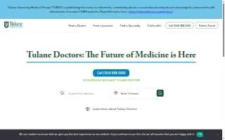 Tulane Doctors - Specialty Care - Lakeview website