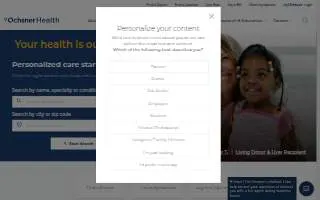 Ochsner Rehabilitation Services website