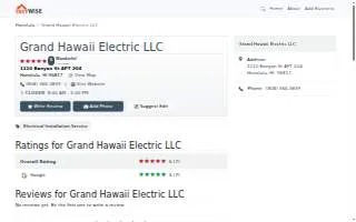 Grand Hawaii Electric LLC of Honolulu website