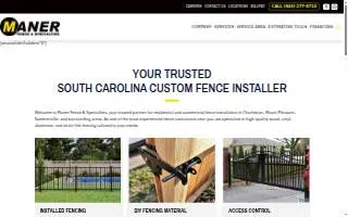 Maner Fence & Specialties website