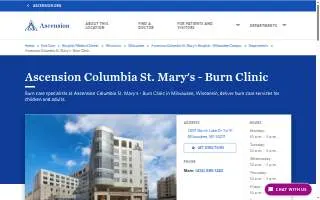 Ascension Columbia St. Mary's - Burn Clinic website