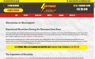 Lightning Electric LLC of Shreveport website