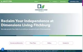 Dimensions Living Fitchburg website