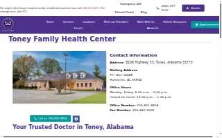 Toney Family Health Center website