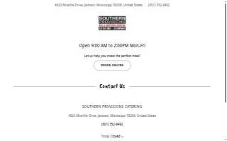 Southern Provisions Catering website