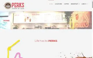 Perks Coffee Shop and Cafe website