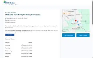 CHI Health Clinic Family Medicine (Prairie Lake) website