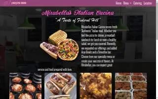 Mirabellas Italian Cucina website