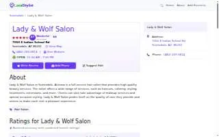 Lady & Wolf Salon website