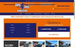 Cars4less Auto Sales website
